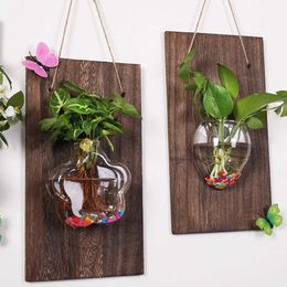 Wall-mounted Glass Vases Wall Hanging Plant Hydroponic Vases Landscape DIY Bottle Vases for Home Garden Decoration-30 210623