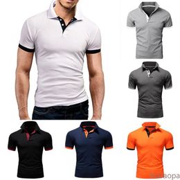 Men's Casual Shirts Korean Men Slim Fit Shirt Color Matching Lapel Summer Stylish Breathable KU