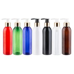 gold lotion bottles pump Canada - Storage Bottles & Jars Gold Collar Plastic Bottle With White Transparent Black Pump 250ml Capacity Containers For Shower Gel Body Lotion Sha
