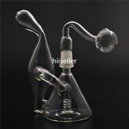 6.2 inchs Beaker Oil Rigs Hookahs Shisha Glass Water Bongs Recycler Dab bong Smoking Glass Pipe Bubbler With 14mm Banger