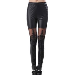Women's Leggings Sexy Women Gothic Mesh Design Trousers Pants Big Size Black Capris Sportswear 3759