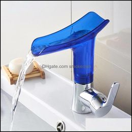 Bathroom Faucets, Showers As Home & Gardethroom Sink Faucets Mti-Color Faucet Cold And Deck Mounted Tap Transparent Abs Plastic Brass Materi