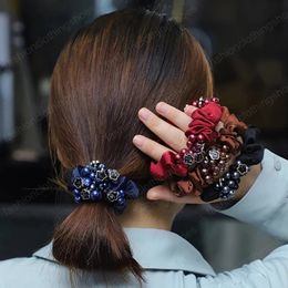 Crystal Plate Hair Ring Ball Hair Rope Korean Female Fashion Tie Hair Accessories Women Headbands Geometric Ribbon