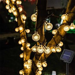 300LEDs Crystal Ball Solar Light Outdoor IP65 Waterproof String Fairy Lamps Solar Garden Garlands Christmas Decoration 211104