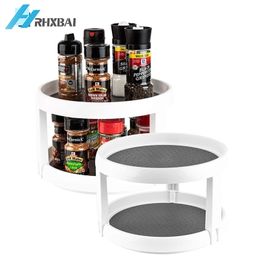 360° Rotating Spice Rack Organizer Seasoning Holder Condiments Storage Lazy Susans Home Supplies for Kitchen, Bathroom, Cabinets 211112