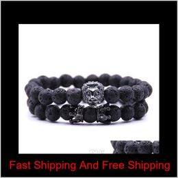2Pcs/Set 2019 Bead Charm Bracelet Buddha Bracelets Paracord Natural Stone Lion Bracelet Men Pulseras Hombre Bracciali Uomo Mens Deoz8 Dveuu