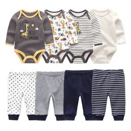 2021 Cotton Baby Girl Clothes Bodysuits+Pants Baby Sets Newborn Clothing Sets Autumn Winter Baby Boy Clothes Roupa de bebe 210226