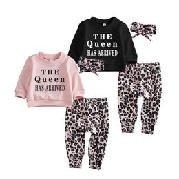 Clothing Sets 0-24M Born Baby Girls Boys Clothes Letter Long Sleeve Pullover Sweatshirt Tops Leopard Pants Headband