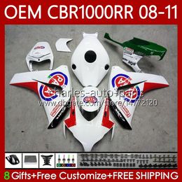 Injection Red white Mould Body For HONDA CBR1000 CBR 1000CC 1000 RR CC 08-11 Bodywork 60No.57 CBR-1000 CBR1000RR 08 09 10 11 CBR 1000RR 2008 2009 2010 2011 OEM Fairing