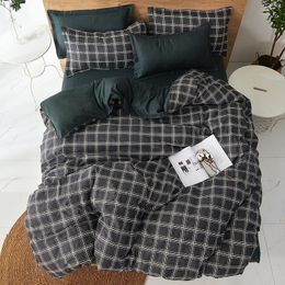 black High-quality Bedding Set Superfine Fibre Thickening Bed Linens 3/4pcs Duvet Cover Set Pastoral Bed Sheet Duvet Cover Y200417