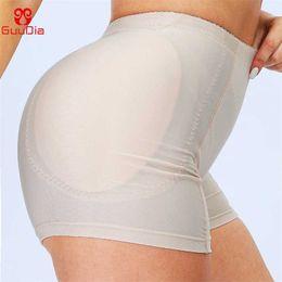 GUUDIA Removable Pads Women's Hip Butt Lifter Boy Shorts Sponge Padded Body Shaper Butt Hip Enhancer Control Panties Push Up 211116