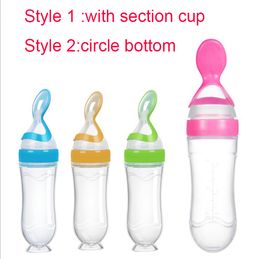 Baby Infant Training Feeding Spoon 90ML/30OZ Squeezing Safety Silicon Food Supplement Scoop Cereal Feeder Extrusion Tools