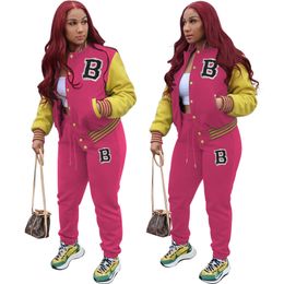 Womens Letter Embroidery Baseball Tracksuits Fashion Trend Varsity Jackets Pants Outfits Designer Female Casual Jogger Sports Two Piece Sets