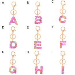 Cute 26 Letters Resin Keychains for Women English Alphabet Pendant Keyring Holder Glitter Key Chains Rings Charms Handbag