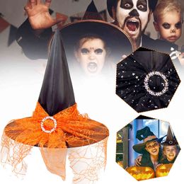 movie party favors UK - Halloween costume, wide brimmed hat, COSPLAY party accessories, orange or black