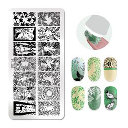 -QualitätPict Sie 12cm * 6cm Rechteck Blätter Idee Nagel Stamping Platten Blumenmuster Natürliche Nail Art Bild Stempelvorlagen
