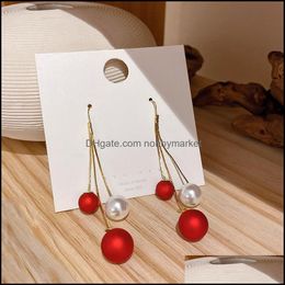 Charm Earrings Jewelry 925 Sier Charms Needle Red Series Long Elegant Personality All-Match National Style Plush Loving Heart Online Influen