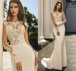 Lace Long Sleeves Mermaid Wedding Dresses 2022 Appliques High Neck Robe De Mariée Sirène For Women Vestido De Noiva Bridal Gowns