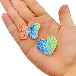 butterfly sewing appliques UK - Sewing Notions Glitter Butterfly Heart Appliques Flat backs Glittery Crown Patches for Hair Accessories Crafts diy bow supply