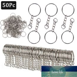 50Pcs Silver Plated Metal Blank Keyring Keychain Split Ring Keyfob Key Holder Rings Women Men DIY Key Chains Accessories Marking