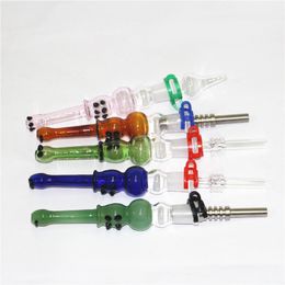 smoking Glass Nectar with 14mm Quartz Tips Keck Clip Silicone pipe Nector Kit dabber tool