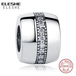 ELESHE DIY Crystal Spacer Charms Beads Fit Original European Charm Bracelet & Bangle Women Fashion Jewelry Accessories Q0531