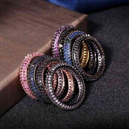 Gorgeous Line Micro Pave CZ Eternity Stacking Zirconia Ring Luxury Finger Jewellery For Wedding Party Anniversary Gifts 8 Colours