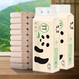 Xinlanduo Toilettenpapier Haushalt Bambus Zellstoff 12 Rolls Natürliches Farbwalzen Tuch