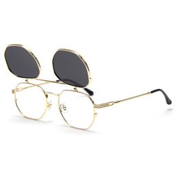 Veshion metal oro flip up occhiali da sole uomini polarizzati uv400 quadrati occhiali ottici quadrati cornice donne di alta qualità stile estivo 2021