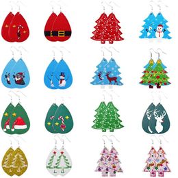 Party Favour Leather Earring Faux Dangle Drop Earrings Tree Bell Deer Drops for Christmas Gift ZWL19