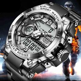 LIGE Digital Men Military Watch 50m Waterproof Wristwatch LED Quartz Clock Sport Watch Male Big Watches Men Relogios Masculino 211124