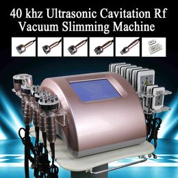 Multifunctional 6 in 1 portable face lift weight loss radio frequency skin tightening vacuum 40k ultrasonic cavitation body shape lipo laser slimming machine