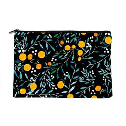 orange travel NZ - Cosmetic Bags & Cases Women Oranges On Black Printed Make Up Bag Fashion Cosmetics Organizer For Travel Colorful Storage Lady