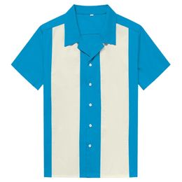 Vertical Striped Shirt Men Casual Button-Down Dress Cotton Shirts Short Sleeve Camiseta Retro Hombre Bowling Men's 210626