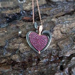 Love Trendy 925 Silver Muslim Turkish Jewellery Heart Zircon Fashion Necklace For Women Valentines Day Minimalist Luxury Designer