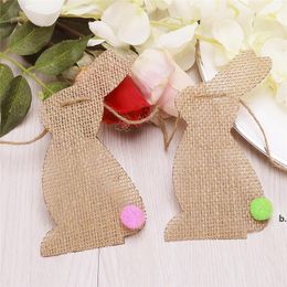 Easter Jute Rabbit Hanging Flag Vintage JuteS party Bunting Garland for Happy EasterPartY HangingDecoration PartyS Supplies CCB12114