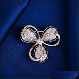 Pins, Brooches Jewellery Fresh Lovely Lilac Cubic Zirconia For Women Men Suit Dress Enamel Pins Aessories Luxury Flower Broche Luxe Drop Deliv