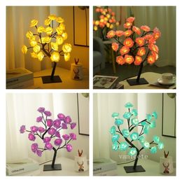PVC simulation rose tree lamp LED warm white decorative lamp Valentine's Day bedroom living room Party Decoration Lights USB switch T2I52696