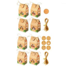 Gift Wrap 12pcs/Set Of Cartoon Animal Kraft Paper Box DIY Cookies Happy Birthday Label Candy Bag Holiday Party Supplies