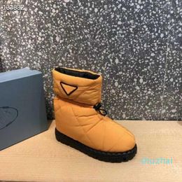 2022 Designer Down Boots Space Women Quilted Nylon Mid Ankle Boot Leather Shoe Camouflage Waterproof Shoes Winter Warm Cotton Booties