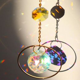 handmade wind chimes UK - Decorative Objects & Figurines Artificial Crystal Pendant Nice-looking Handmade Attractive Wind Chime Star Moon Sun Catcher Hanging For Hous