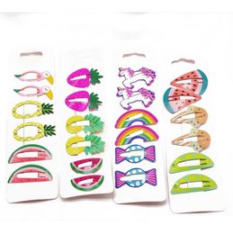 Kids Hair Clips Cartoon Baby Girls Hairpin Barrettes Children Hair Accessaries Unicorn Mermaid Watermelon Pineapple 9 Design Optional