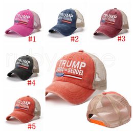 Donald Trump 2024 Baseball Cap Patchwork Washed Distressed Outdoor Sports Embroidered Trump Sequel Mesh Hats Party hats RRA4344