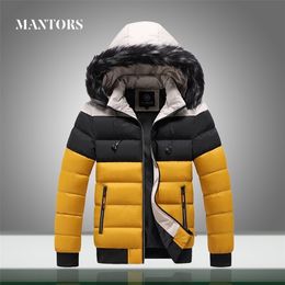 Parka Jackets Fur Collar Men Autumn Winter Mens Warm Thick Outwear Coats Solid Splice Casual Hooded Windbreak Jacket Fitness 211129