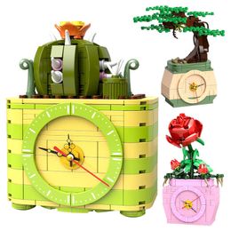 City Time Elves Creative Friends Home Decoration Bricks Creator DIY Flower Potted Plants Building Blocks Toys For Children Gifts Q0823