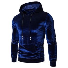 Velvet Hoodie Sweatshirts Men's Autumn Winter Warm Tops Large Size Full Sleeves Sweatshirt Pure Colour Slim Fit Top##5 LJ201222