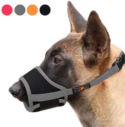 4 Colours Nylon Soft Dog Muzzle Collars Anti-Biting Barking Secure Mesh Breathable Pets Mouth Cover for Small Medium Large Dogs L