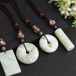 Pendant Necklaces Natural Aquamarine Peace Buckle Necklace Donut Quartz Crystal Reiki Healing For Charms Women Jewellery Wedding Gifts