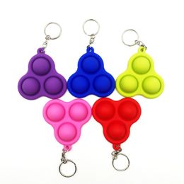 New Key Chains Fidget Toy Keychains Triangle Baby Sensory Simple Dimple Toys Gift Funny Pop It Stress Reliever Push Bubble Bag Pendant Charm