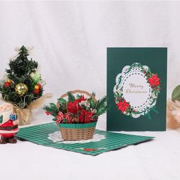 Greeting Cards Creative Blessing With Envelopes Gratitude Year Card Christmas Xmas Flower Basket